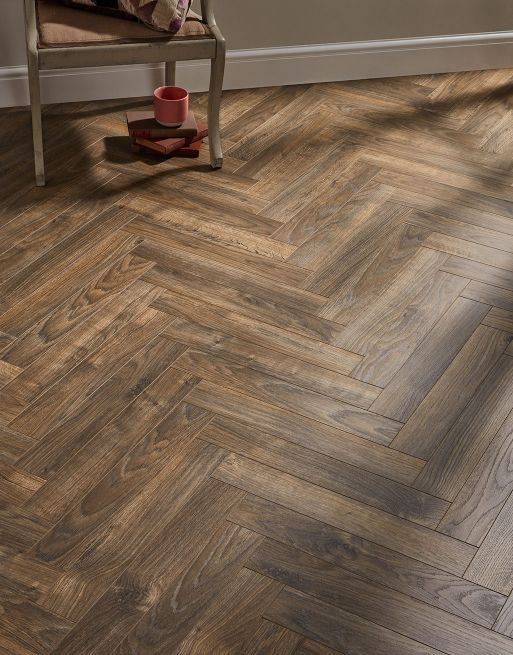 Vintage Chateau Herringbone - Antique Brown Laminate Flooring