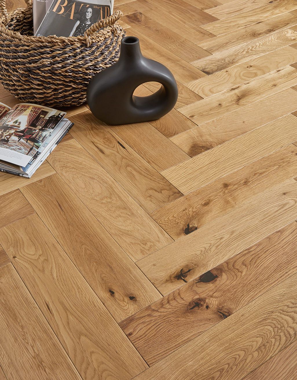 Farmhouse Natural Herringbone Oak Brushed & Oiled Engineered Wood Flooring 2