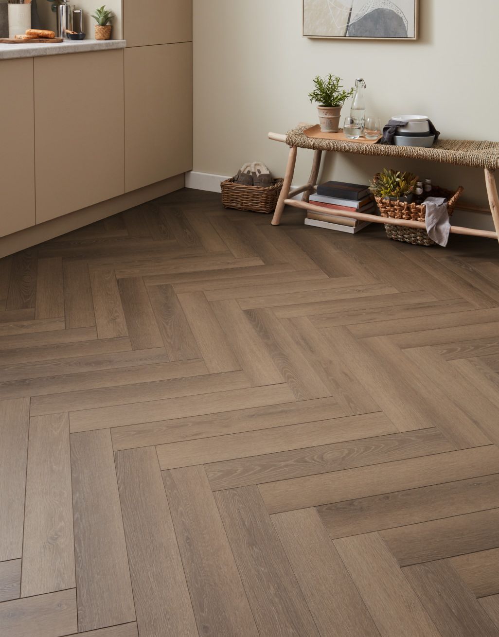 Luxe Herringbone - Spiced Honey Oak Laminate Flooring 1