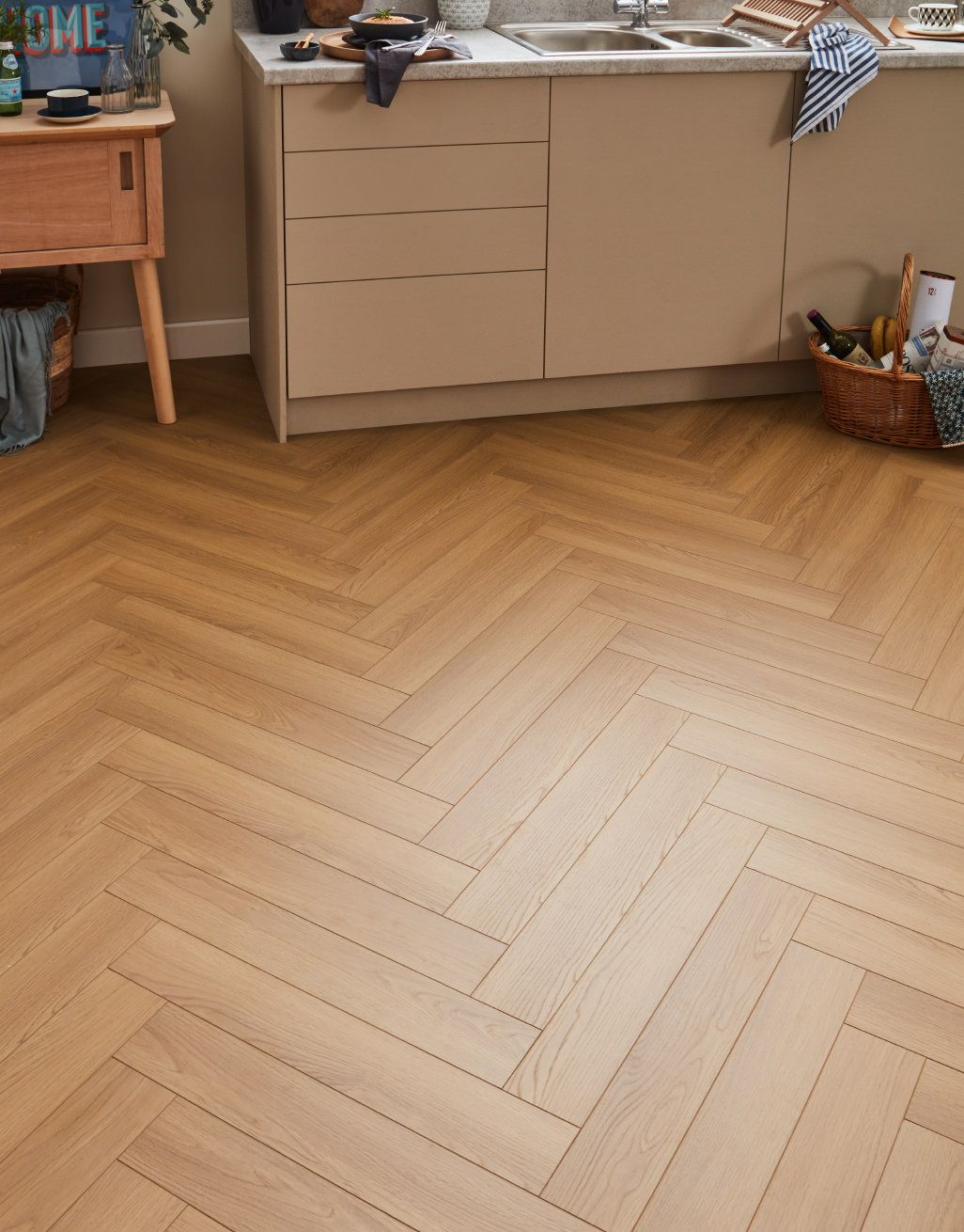 Luxe Herringbone - Golden Oak Laminate Flooring 1
