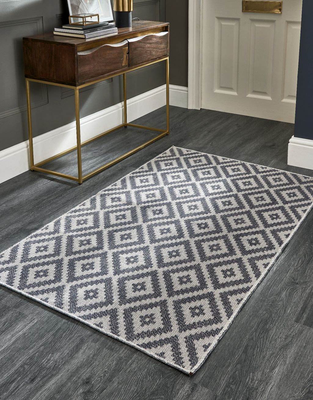 Slate Grey Aztec Rug 2