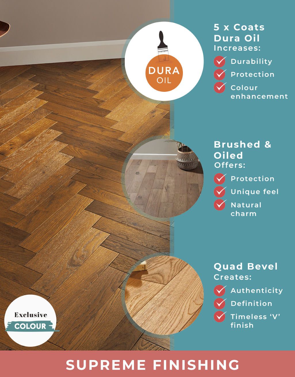 Oxford Herringbone Honeycomb Oak Brushed & Oiled Engineered Wood Flooring 5