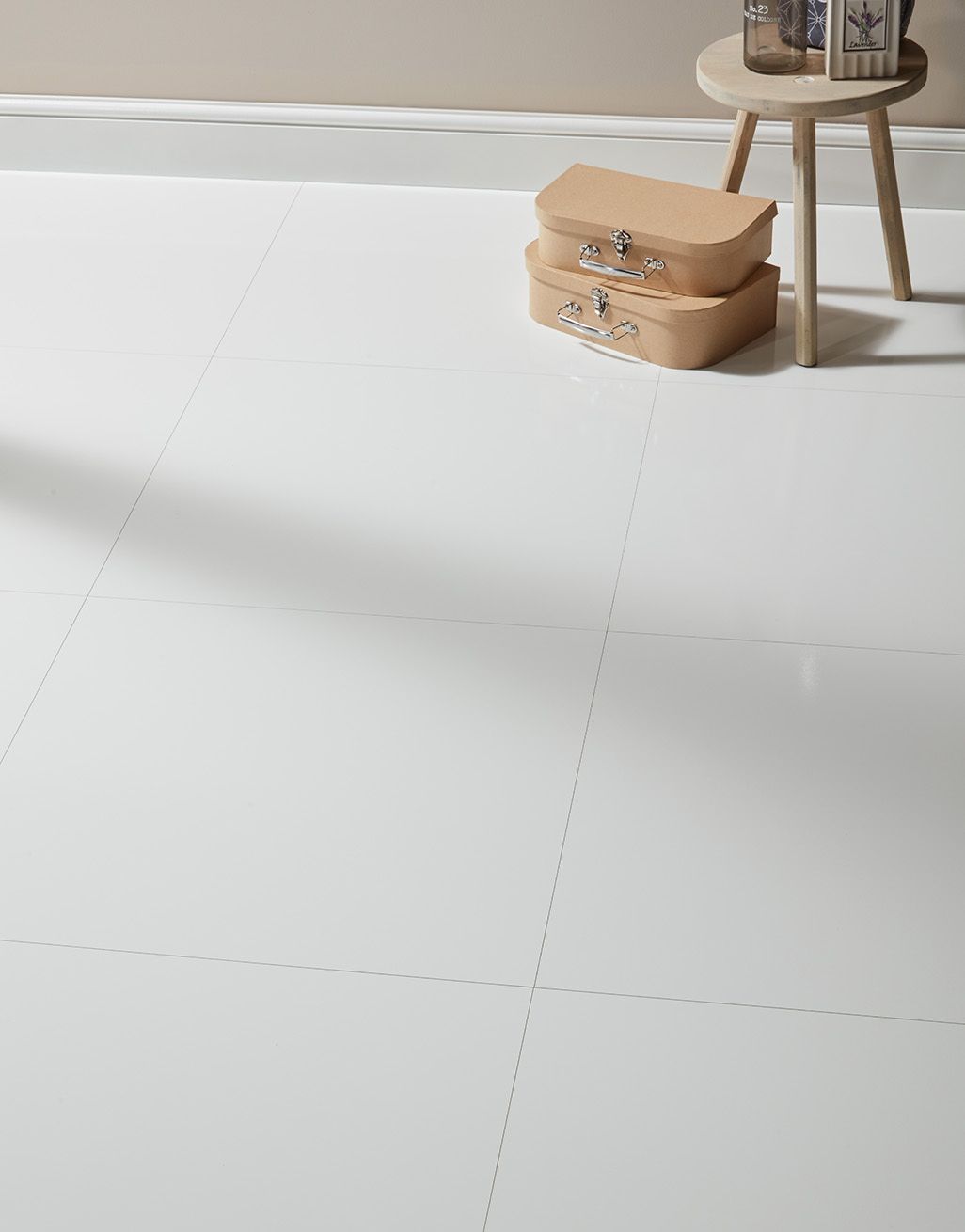 Chequer Tile - White High Gloss Laminate Flooring | Flooring Superstore