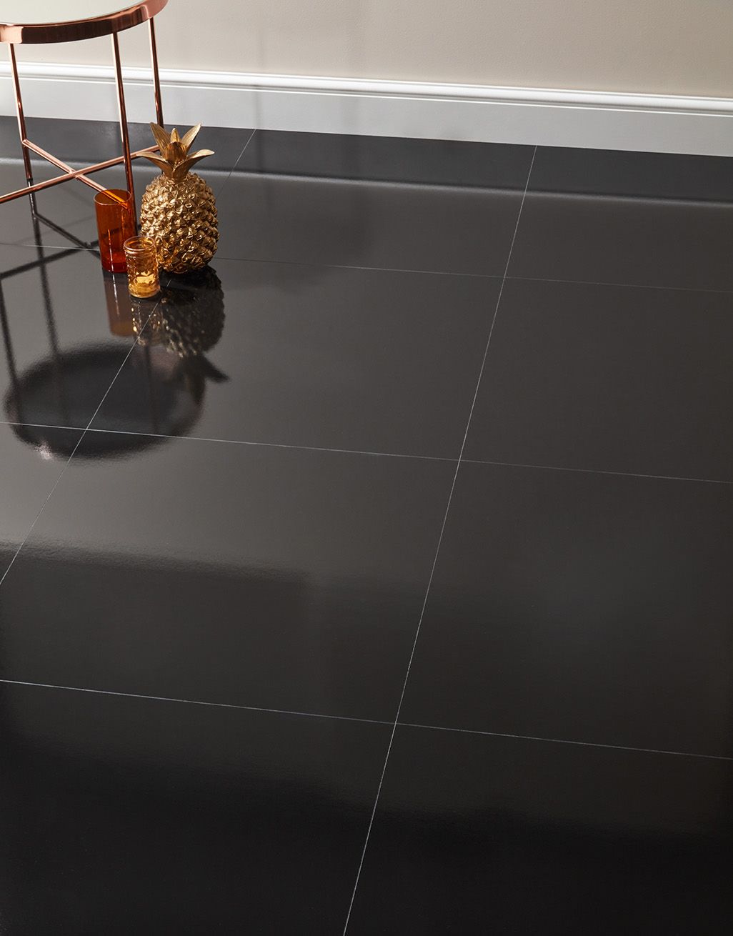 Swiss Krono Chequer Tile - Black High Gloss Laminate Flooring